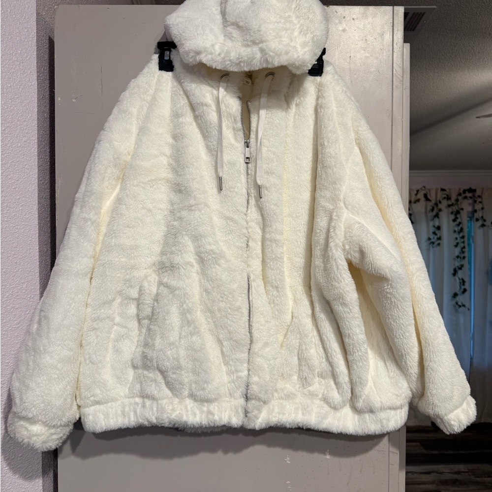 Cozy White Faux Fur Jacket